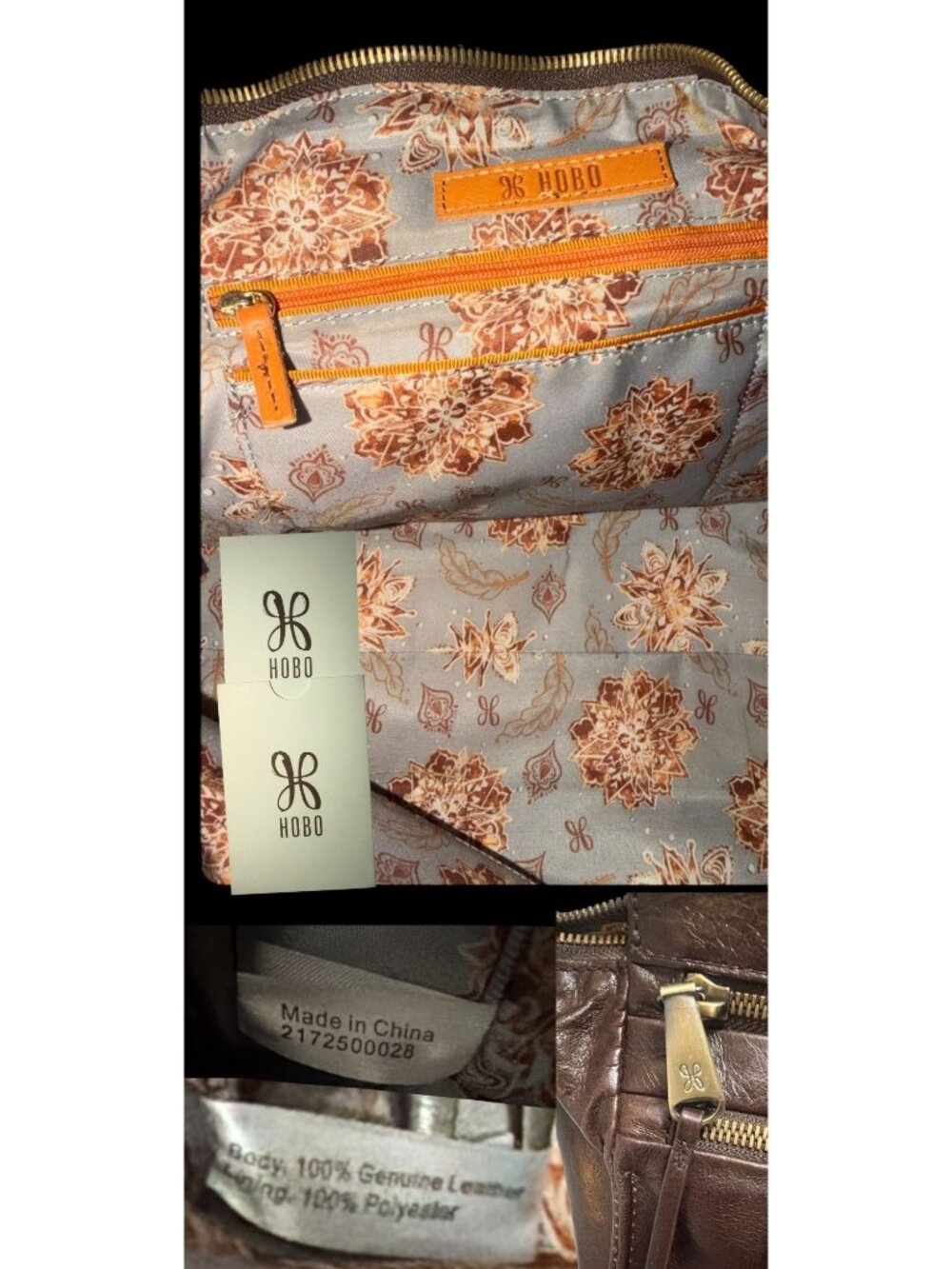 HOBO Seeker Shoulder Bag Chocolate Brown Polished Leather Double Handle Satchel - Picture 7 of 7